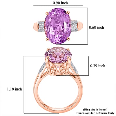 AAA Patroke Kunzite and Luxuriant Lab Grown Diamond G-H SI 12.10 ctw Timeless Rose Radiance Ring in 10K Rose Gold (Size  7.0)  4.50 Grams