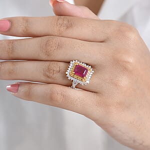 D'Joy Niassa Ruby (FF) and Multi Gemstone 4.50 ctw Ring in 18K Vermeil Yellow Gold Over Sterling Silver (Size 7.0)