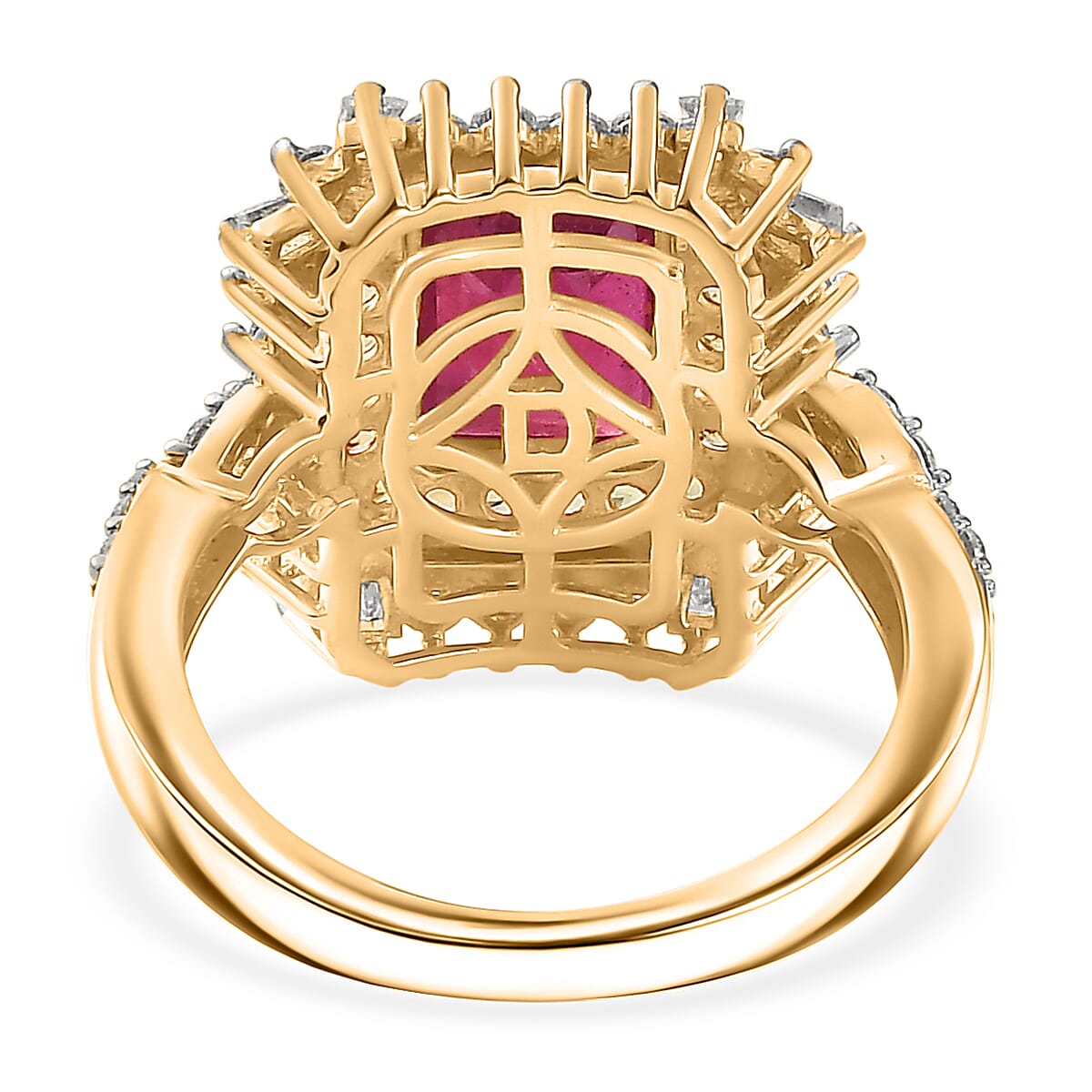 D'Joy Niassa Ruby (FF) and Multi Gemstone 4.50 ctw Ring in 18K Vermeil Yellow Gold Over Sterling Silver (Size 7.0) image number 4