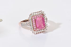 D'Joy Ilakaka Hot Pink Sapphire and Multi Gemstone 4.75 ctw Ring in 18K Vermeil Rose Gold Over Sterling Silver (Size 9.0)