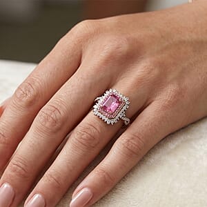 D'Joy Ilakaka Hot Pink Sapphire and Multi Gemstone 4.75 ctw Ring in 18K Vermeil Rose Gold Over Sterling Silver (Size 9.0)