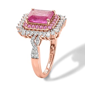 D'Joy Ilakaka Hot Pink Sapphire and Multi Gemstone 4.75 ctw Ring in 18K Vermeil Rose Gold Over Sterling Silver (Size 9.0)