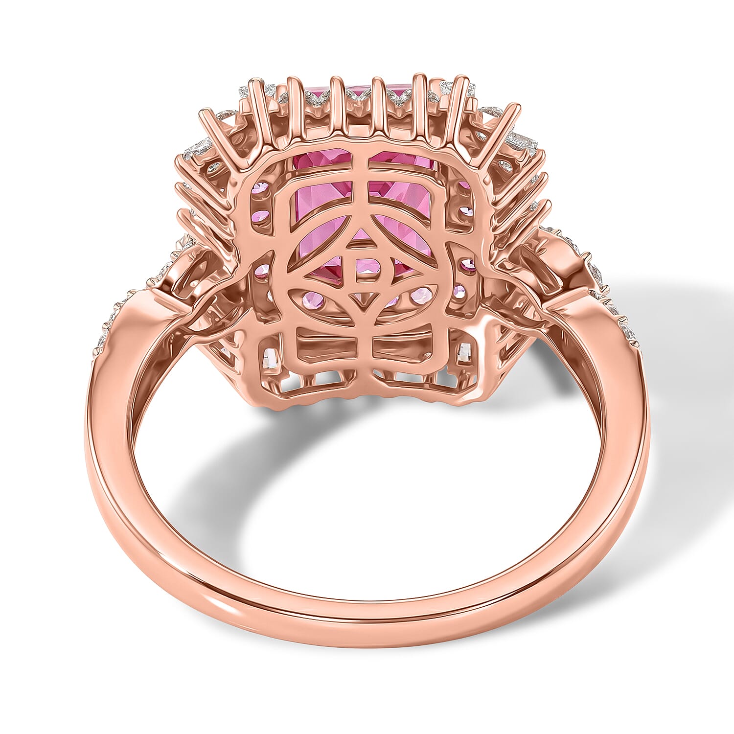 D'Joy Ilakaka Hot Pink Sapphire and Multi Gemstone 4.75 ctw Ring in 18K Vermeil Rose Gold Over Sterling Silver (Size 9.0)