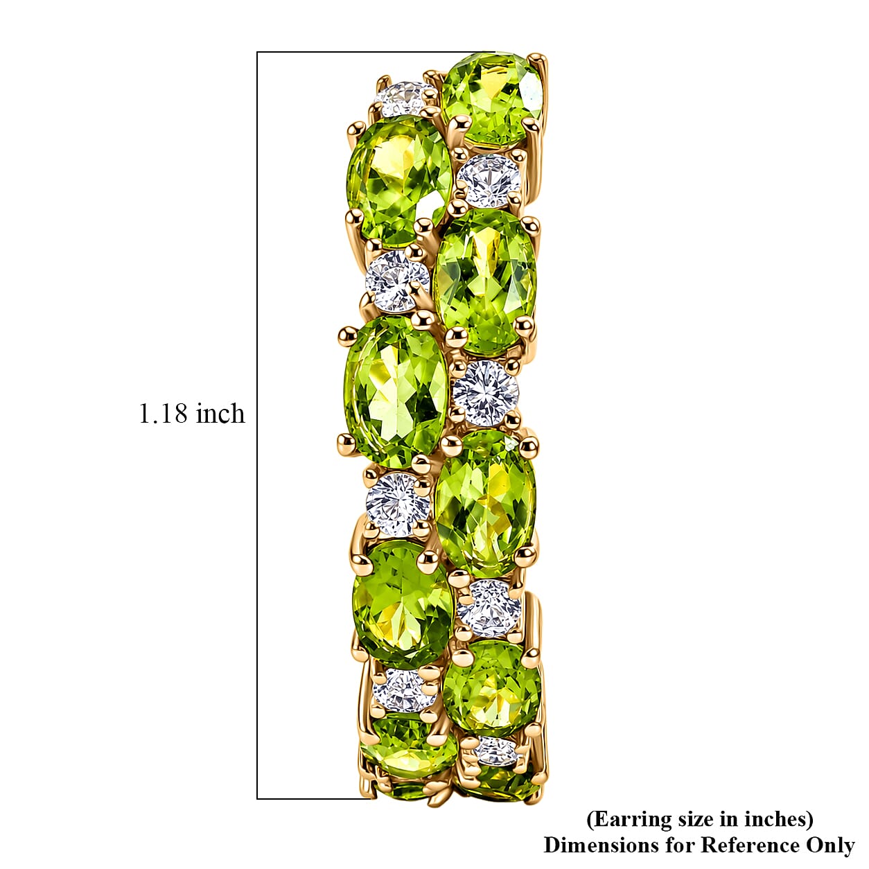 EverTrue Hebei Peridot and White Topaz 11.25 ctw Zig Zag Double Row Hoop Earrings in 18K YG Plated