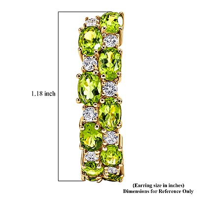 EverTrue Hebei Peridot and White Topaz 11.25 ctw Zig Zag Double Row Hoop Earrings in 18K YG Plated