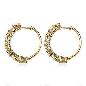 EverTrue Sky Blue Topaz and White Topaz 13.00 ctw Zig Zag Double Row Hoop Earrings in 18K YG Plated