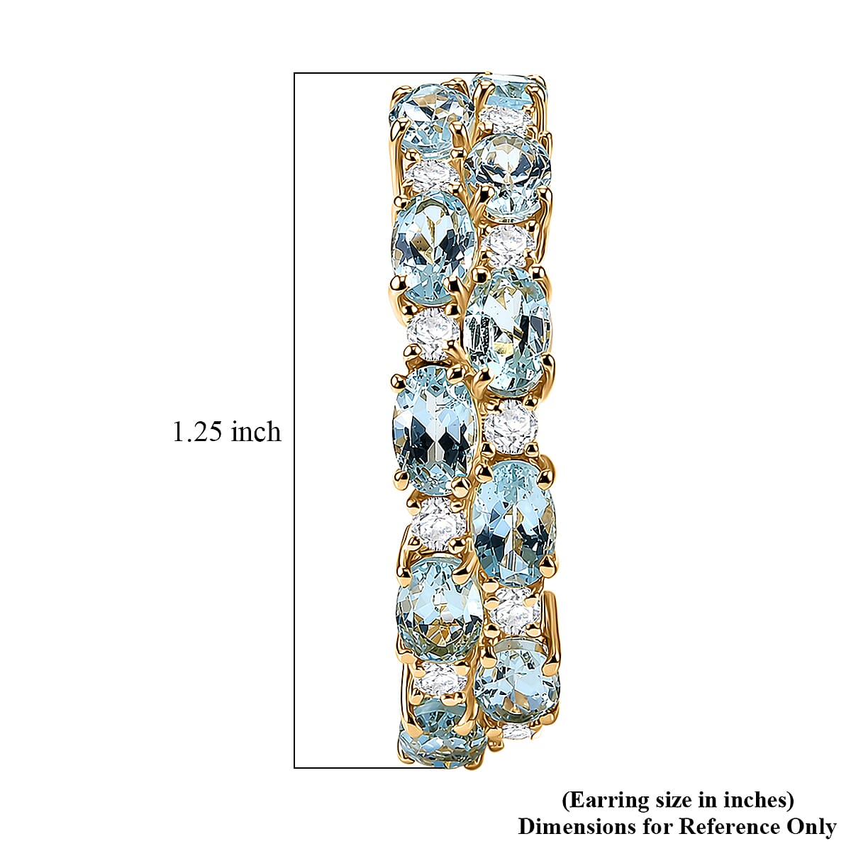 EverTrue Sky Blue Topaz and White Topaz 13.00 ctw Zig Zag Double Row Hoop Earrings in 18K YG Plated image number 4