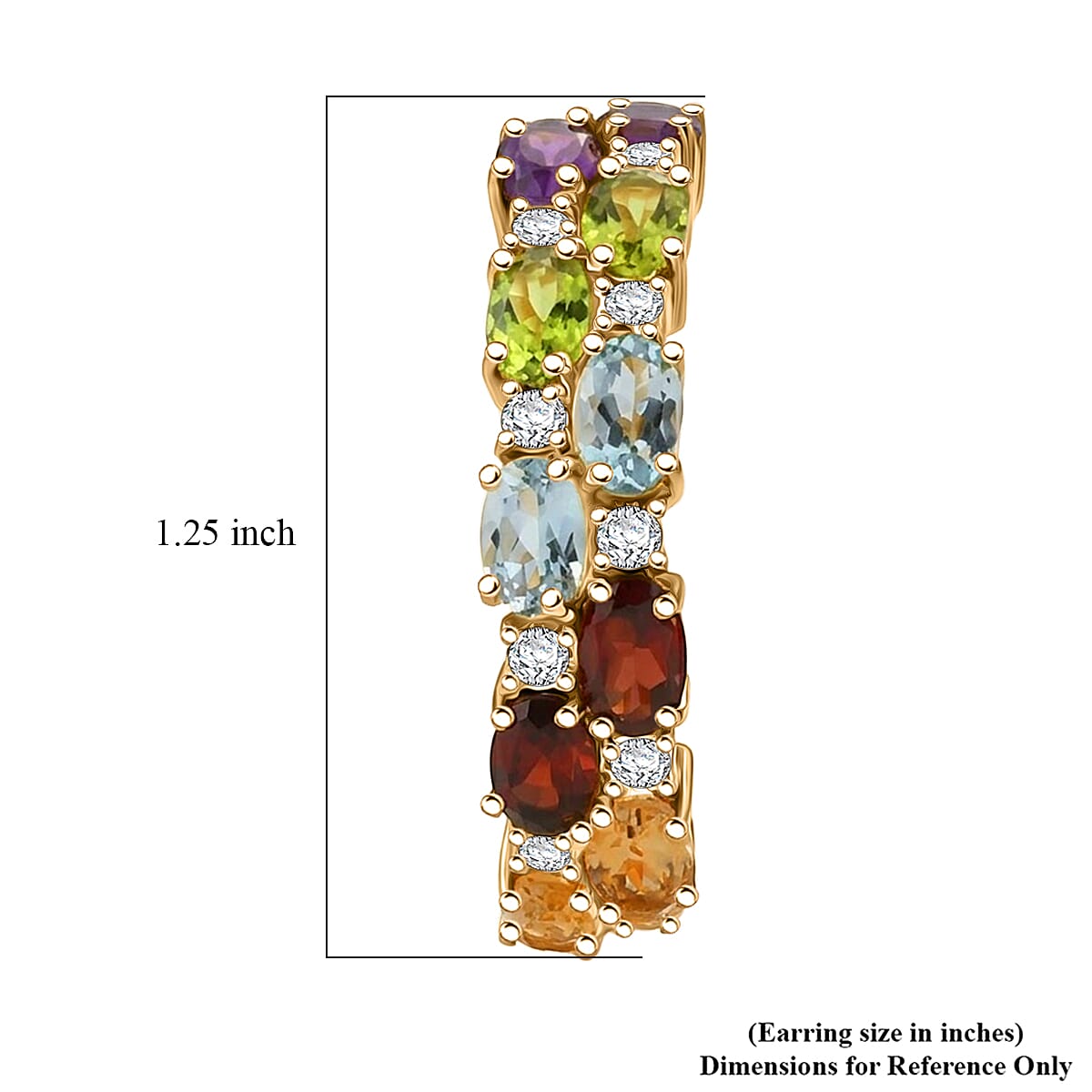 EverTrue Multi Gemstone 11.70 ctw Zig Zag Double Row Hoop Earrings in 18K YG Plated image number 4