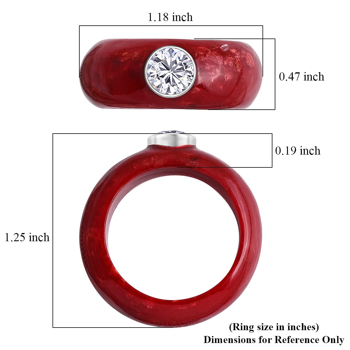 D'Joy Moissanite and Red Coral 1.20 ctw Ring in Sterling Silver (Size 11.0) image number 5