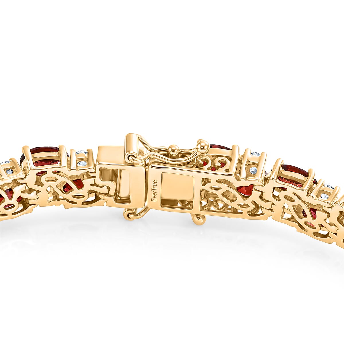 EverTrue Mozambique Garnet and White Topaz 25.50 ctw Zig Zag Double Row Bracelet in 18K YG Plated (7.25 In) image number 3