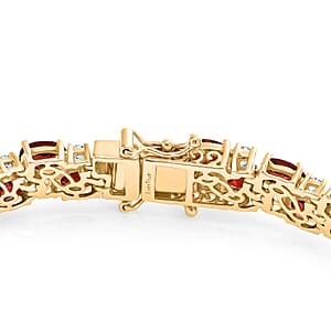 EverTrue Mozambique Garnet and White Topaz 25.50 ctw Zig Zag Double Row Bracelet in 18K YG Plated (7.25 In)