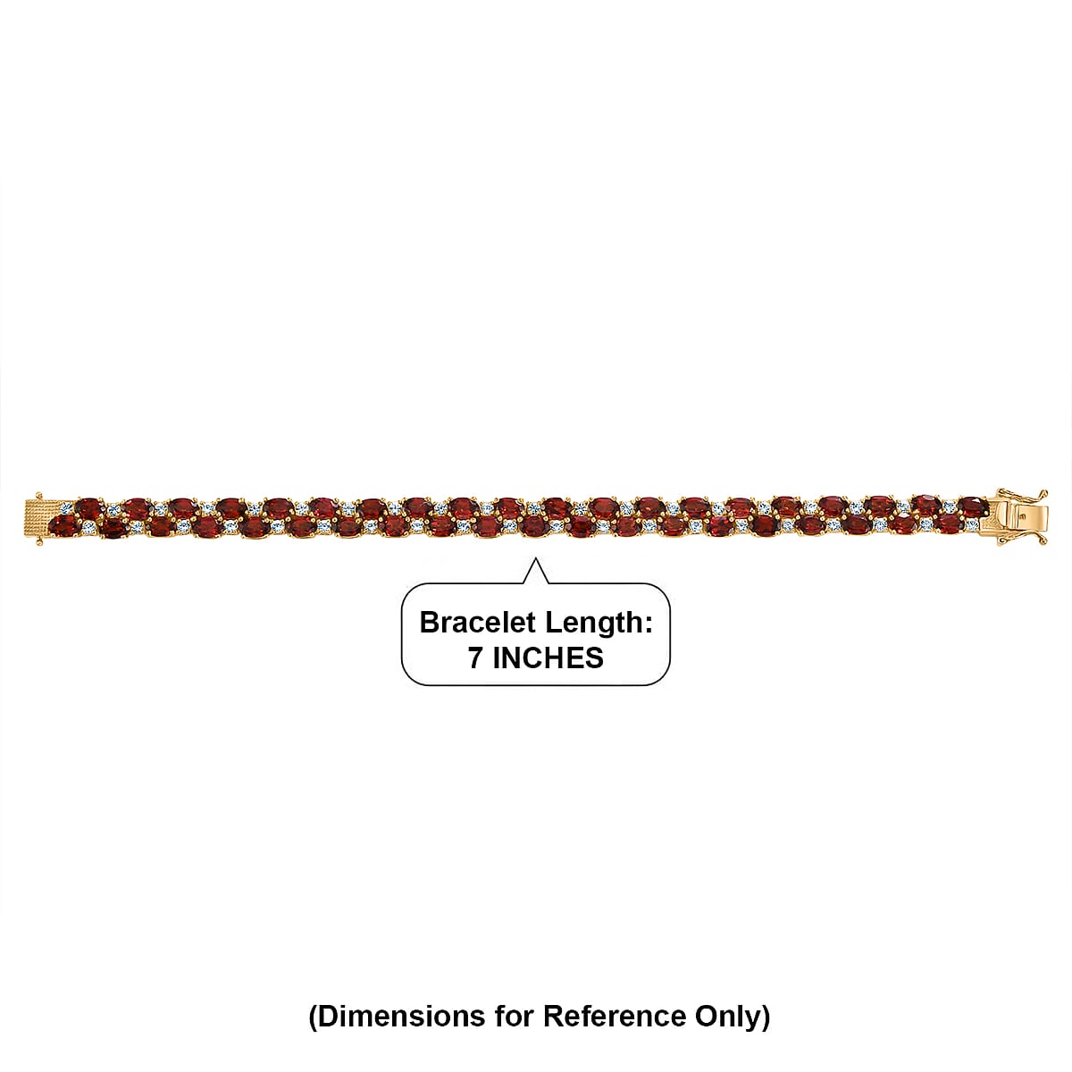 EverTrue Mozambique Garnet and White Topaz 25.50 ctw Zig Zag Double Row Bracelet in 18K YG Plated (7.25 In) image number 4
