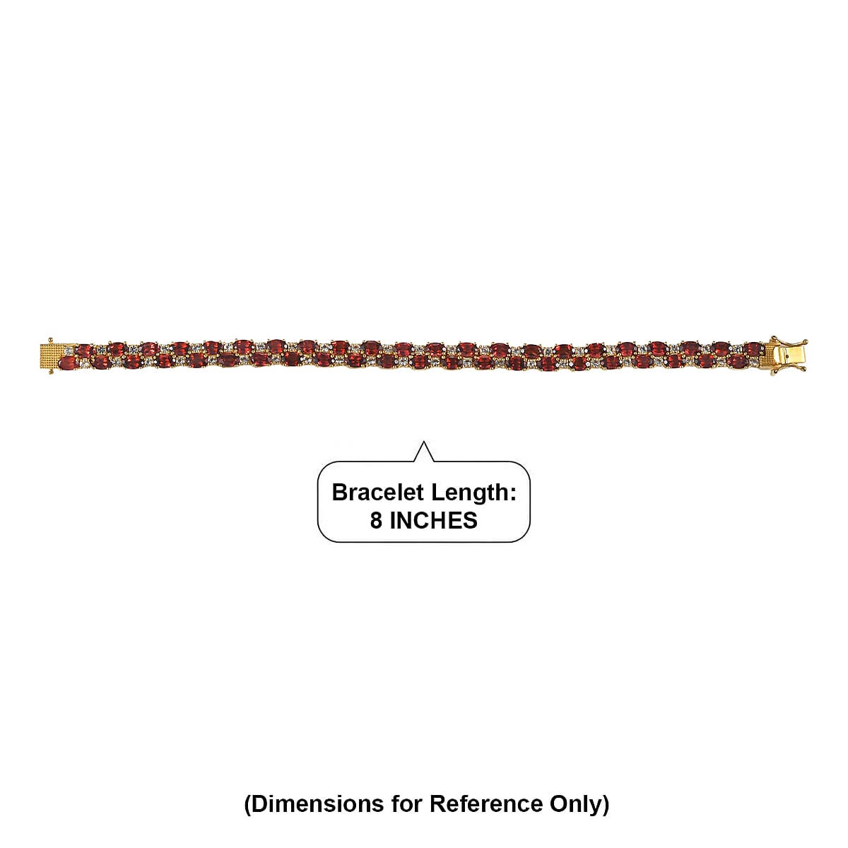 EverTrue Mozambique Garnet and White Topaz 28.10 ctw Zig Zag Double Row Bracelet in 18K YG Plated (8.00 In) image number 4