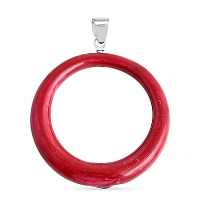 D'Joy Moissanite and Red Coral 1.20 ctw Pendant without Chain in Sterling Silver