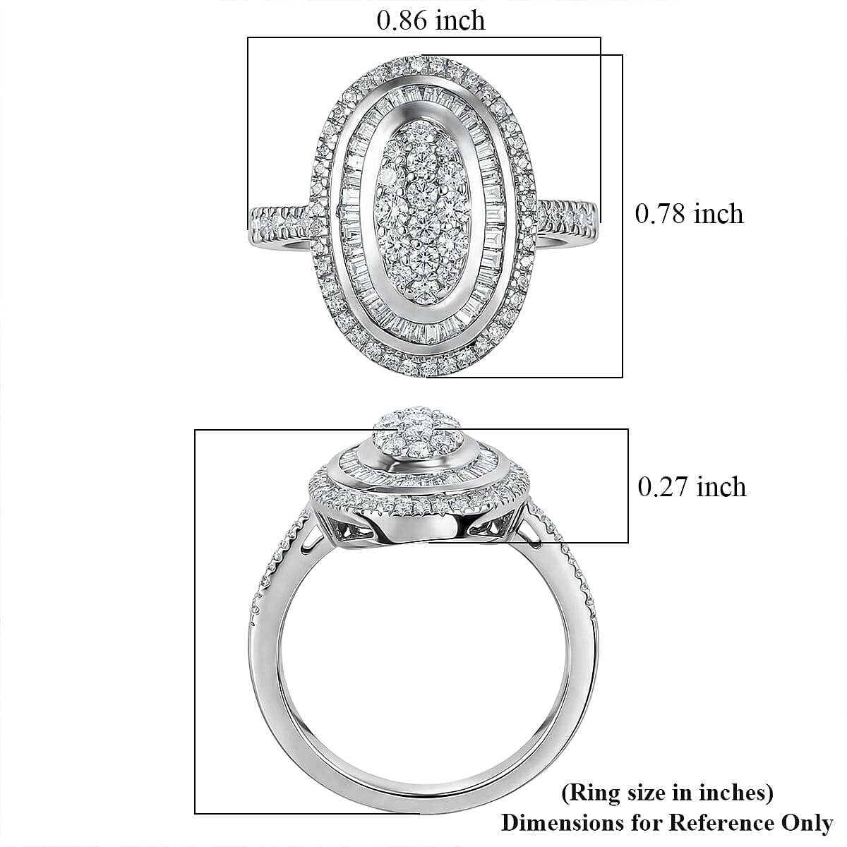 D'Joy Diamond 1.00 ctw Royal Sunburst Ring in Rhodium Over Sterling Silver (Size 6.0) image number 5