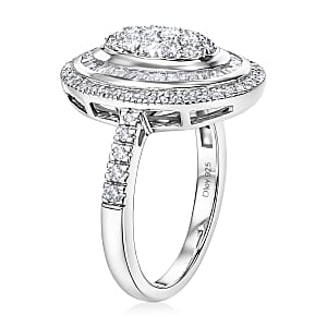 D'Joy Diamond 1.00 ctw Royal Sunburst Ring in Rhodium Over Sterling Silver (Size 9.0)