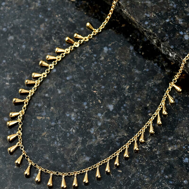 D'Joy Tinkling Bells Necklace in 18K Vermeil Yellow Gold Over Sterling Silver 18-20 Inches 9.50 Grams