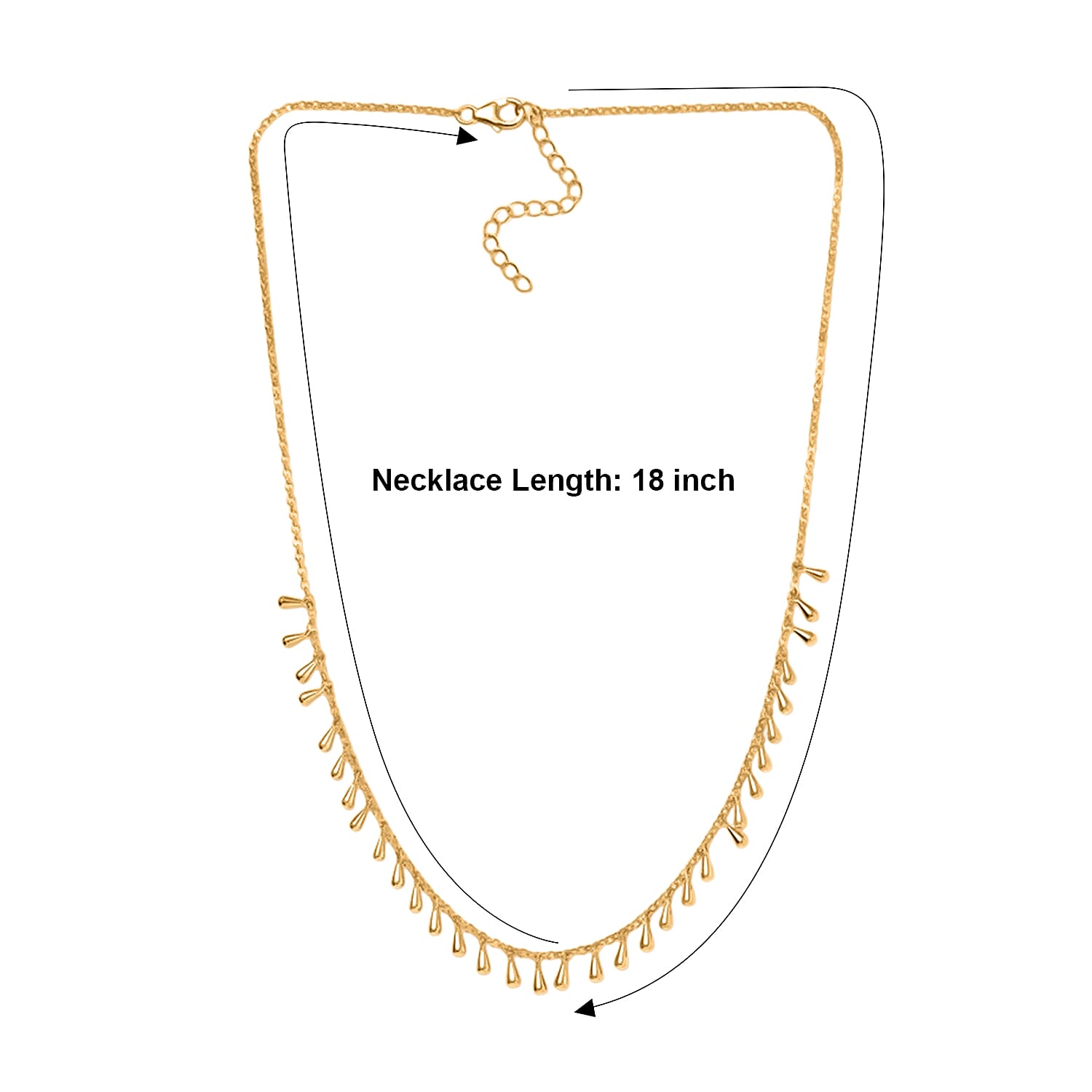 D'Joy Tinkling Bells Necklace in 18K Vermeil Yellow Gold Over Sterling Silver 18-20 Inches 9.50 Grams