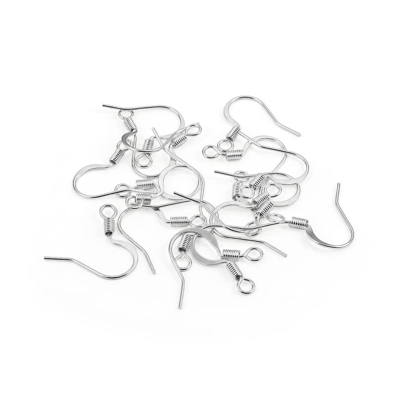 GCS Set of 24 Earring Wire With Coil In Silvertone