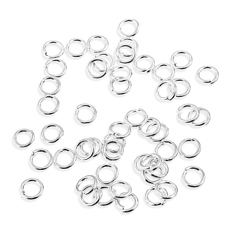 GCS Set of 50 4 MM Jump Rings In Silvertone