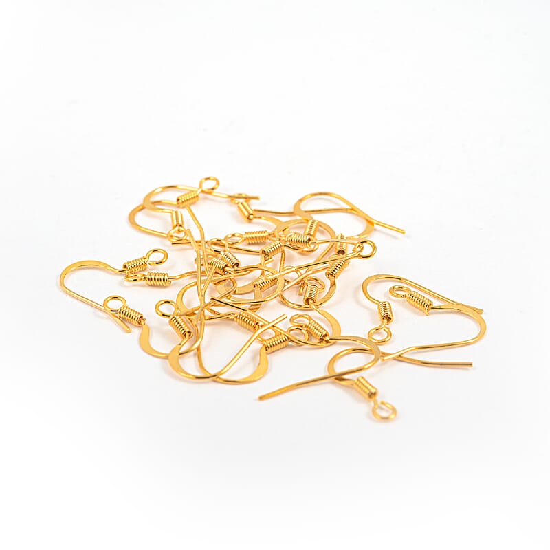 GCS Set of 24 Earring Wire With Coil In Goldtone