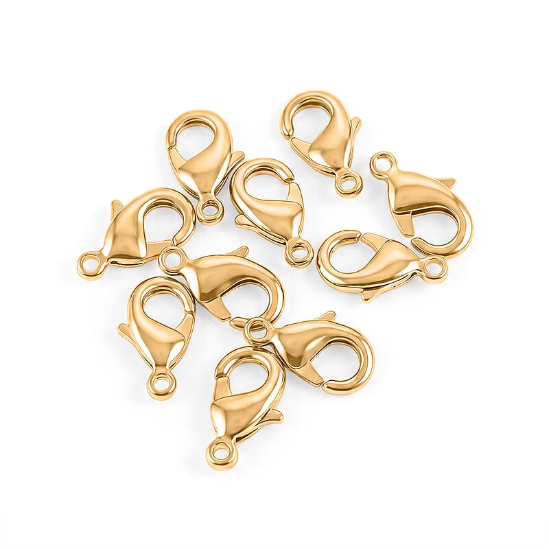 GCS Set of 10 Large Lobster Lock Clasp In Goldtone