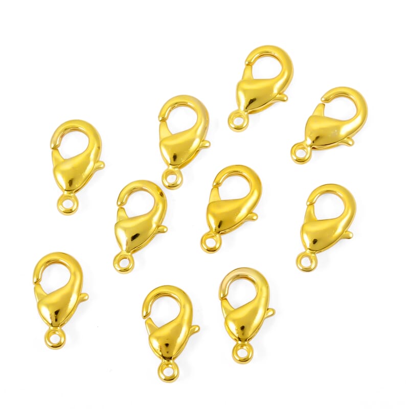 GCS Set of 10 Medium Lobster Lock Clasp In Goldtone