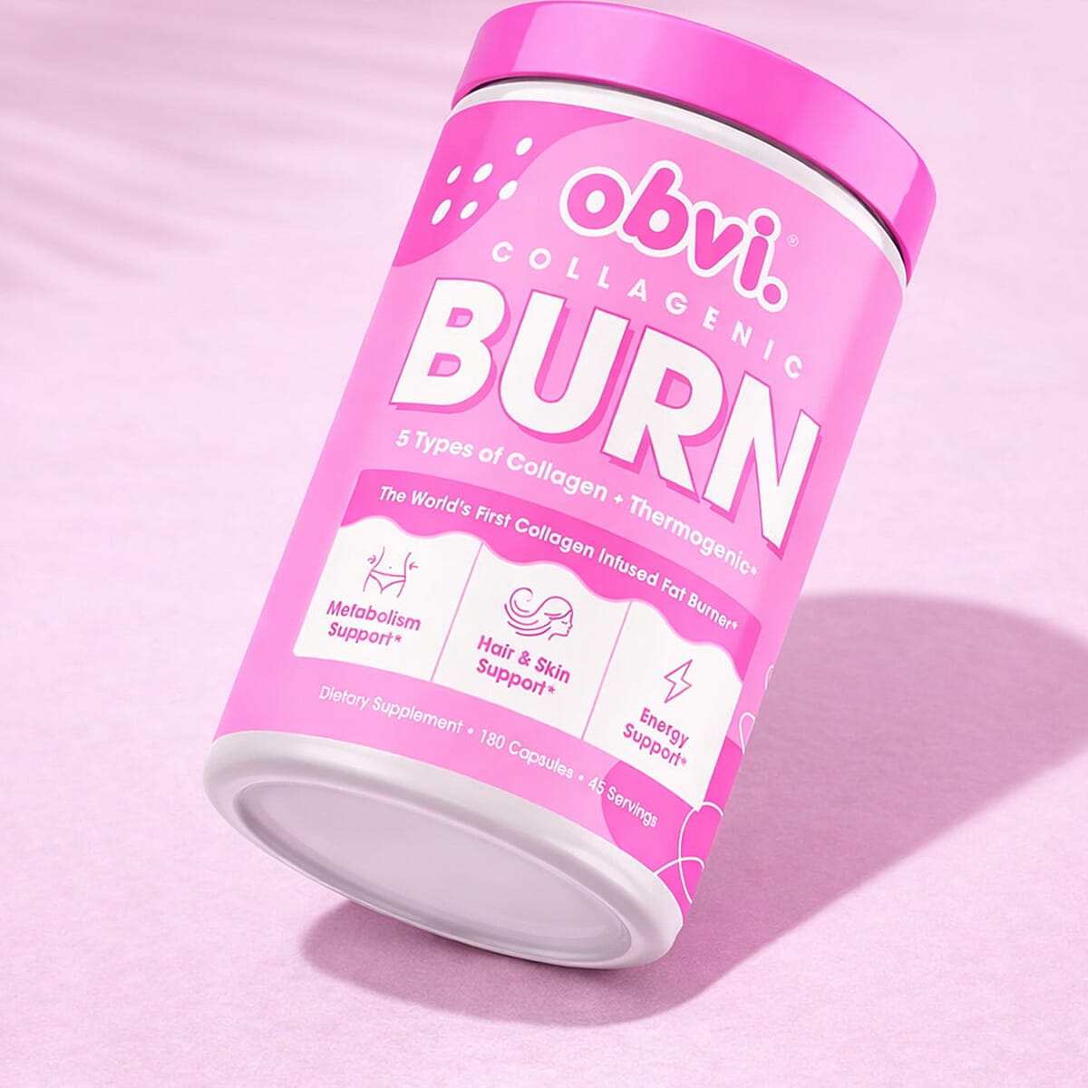 Obvi Collagenic AM Burn Collagen Infused Fat Burner Dietary Supplement (180 Capsules) Made in US image number 1
