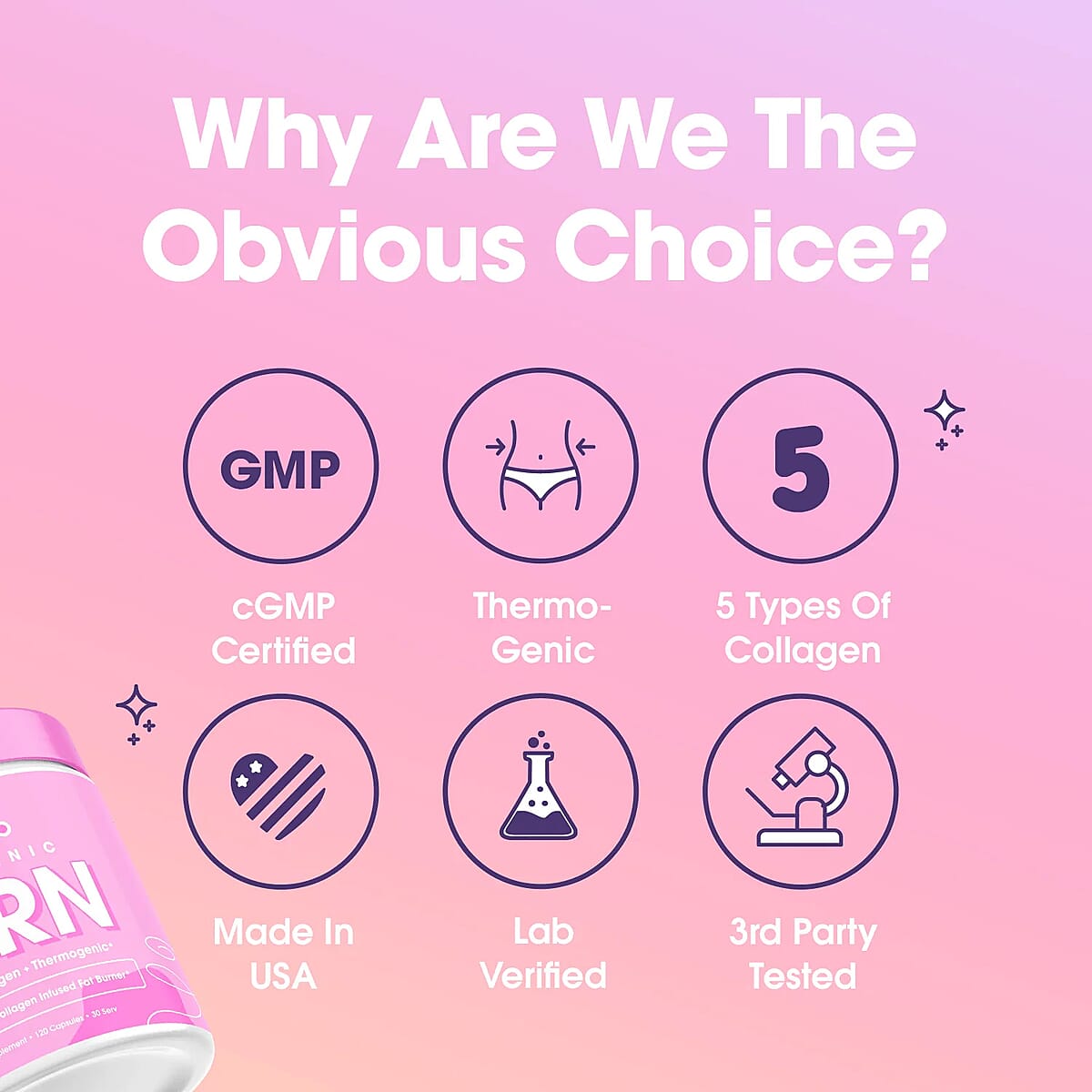 Obvi Collagenic AM Burn Collagen Infused Fat Burner Dietary Supplement (180 Capsules) Made in US image number 2