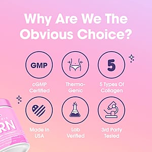 Obvi Collagenic AM Burn Collagen Infused Fat Burner Dietary Supplement (180 Capsules) Made in US