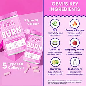 Obvi Collagenic AM Burn Collagen Infused Fat Burner Dietary Supplement (180 Capsules) Made in US