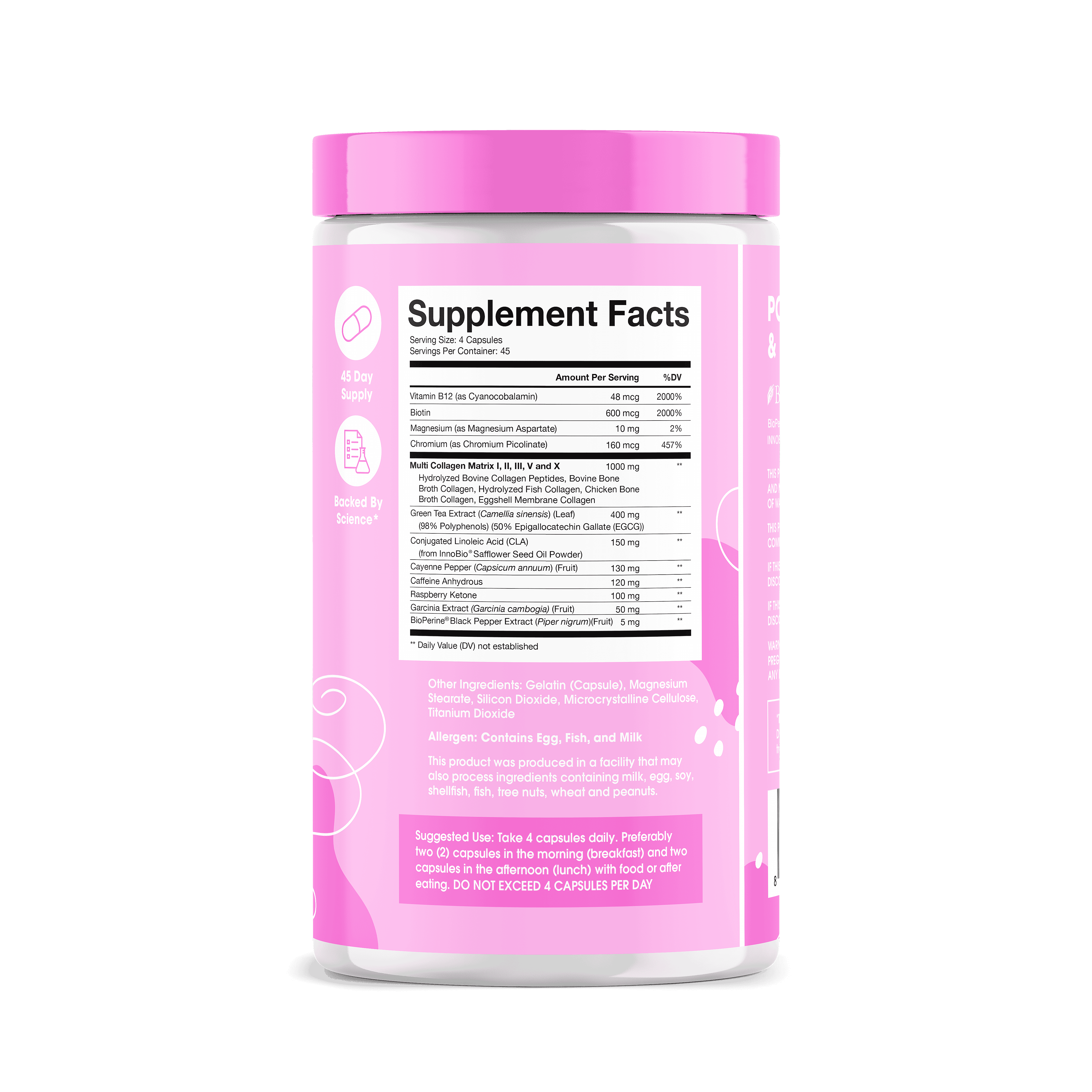 Obvi Collagenic AM Burn Collagen Infused Fat Burner Dietary Supplement (180 Capsules) Made in US