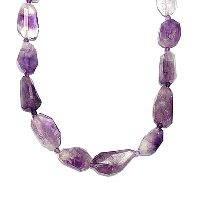 EverTrue Africam Amethyst 320.00 ctw Beaded Necklace in Platinum Bond 18-19 Inches