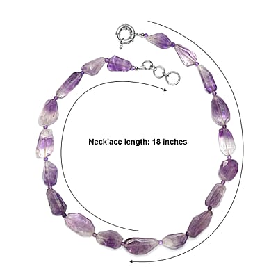 EverTrue Africam Amethyst 320.00 ctw Beaded Necklace in Platinum Bond 18-19 Inches