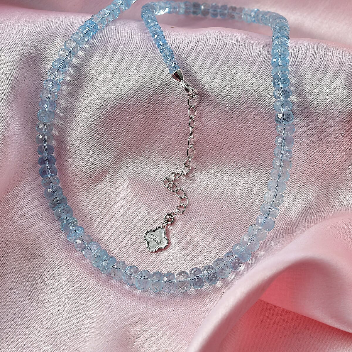D'Joy Mangoro Aquamarine 105.00 ctw Beaded Necklace in Rhodium Over Sterling Silver (18-20 Inches) image number 1