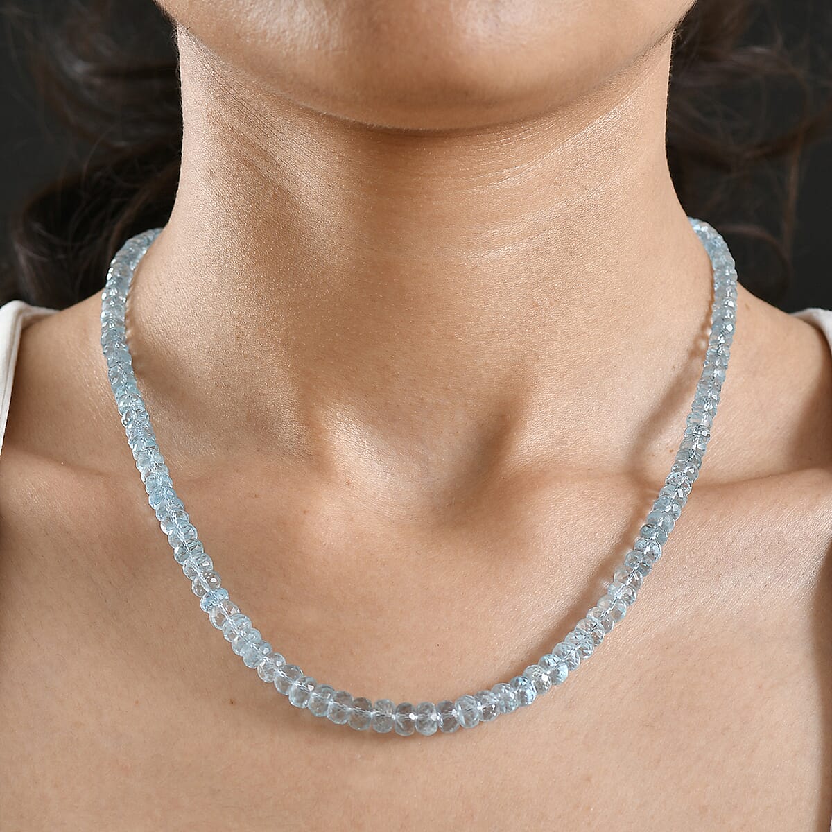 D'Joy Aquamarine  Necklace (18-20 Inches) in Rhodium Over Sterling Silver (Del. in 7 - 10 days) 105.00 ctw image number 1