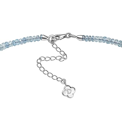 D'Joy Premium Mangoro Aquamarine 105.00 ctw Beaded Necklace in Rhodium Over Sterling Silver (18-20 Inches)