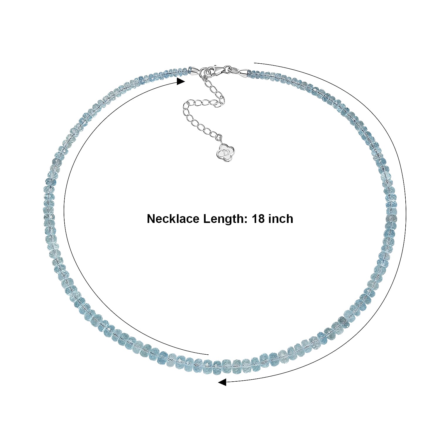 D'Joy Mangoro Aquamarine 105.00 ctw Beaded Necklace in Rhodium Over Sterling Silver (18-20 Inches)