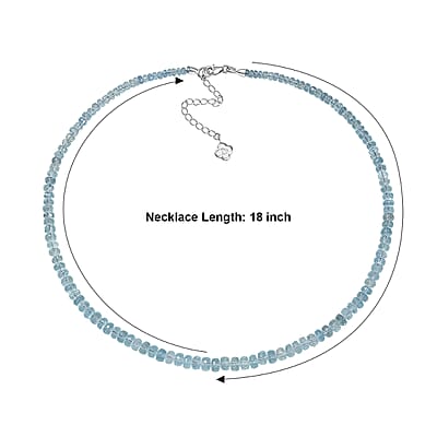 D'Joy Premium Mangoro Aquamarine 105.00 ctw Beaded Necklace in Rhodium Over Sterling Silver (18-20 Inches)