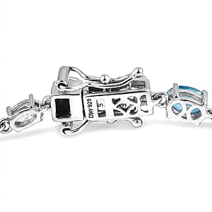 D'Joy Grandidierite and Moissanite 8.15 ctw Bracelet in Rhodium Over Sterling Silver (7.25 In)