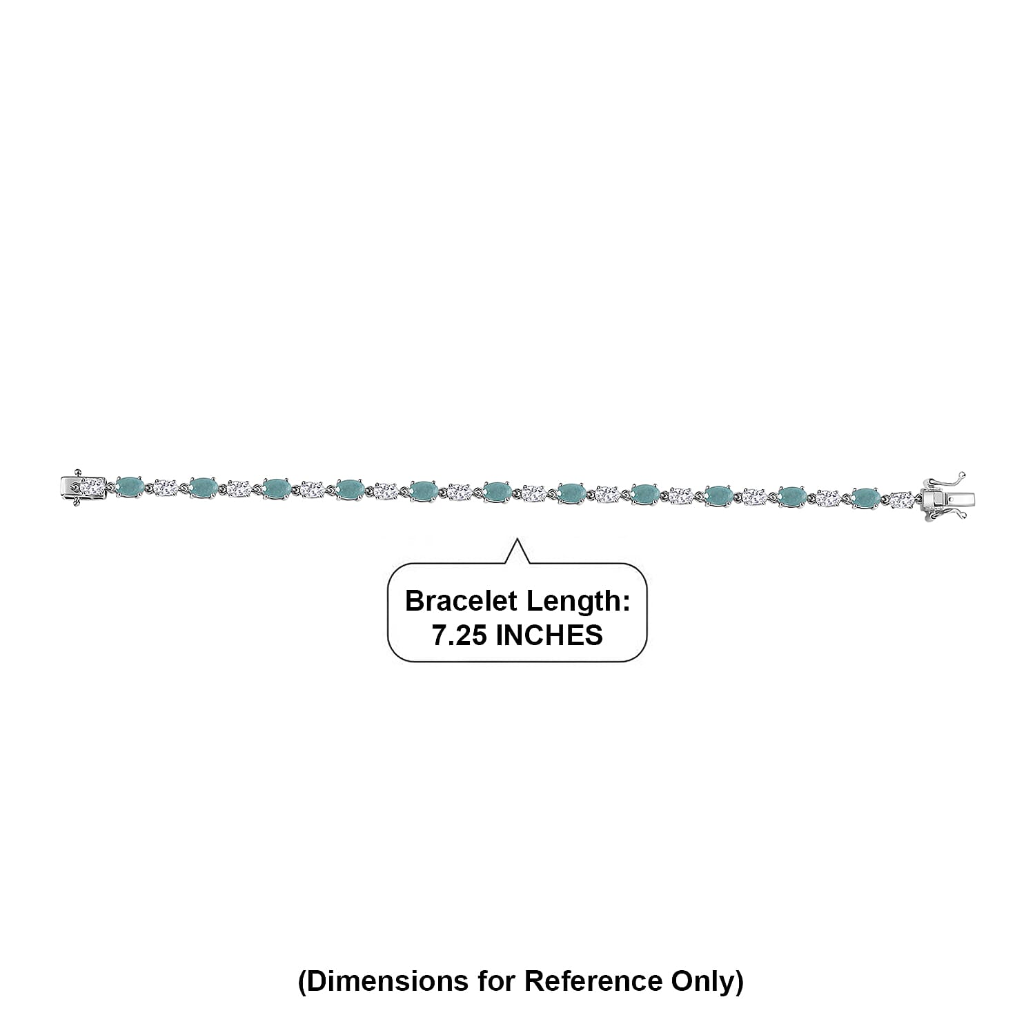 D'Joy Grandidierite and Moissanite 8.15 ctw Timeless Harmony Bracelet in Rhodium Over Sterling Silver (7.25 In)