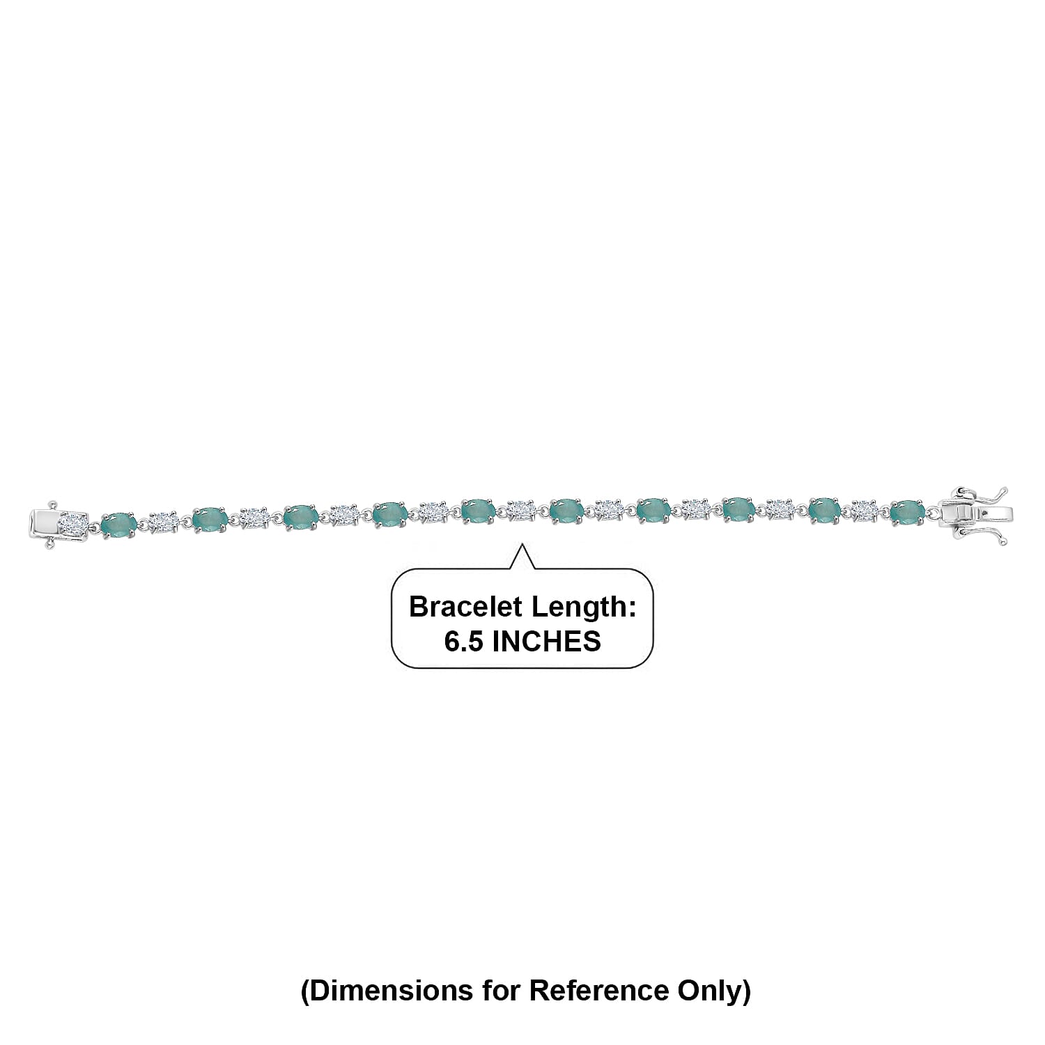 D'Joy Grandidierite and Moissanite 7.50 ctw Timeless Harmony Bracelet in Rhodium Over Sterling Silver (6.50 In)