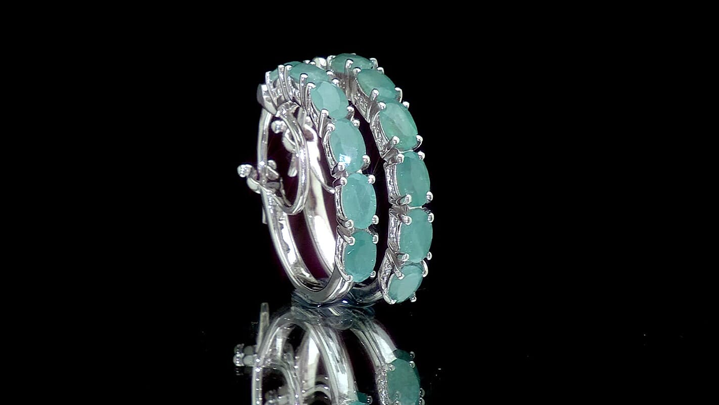 D'Joy Grandidierite 2.75 ctw Hoop Earrings in Rhodium Over Sterling Silver