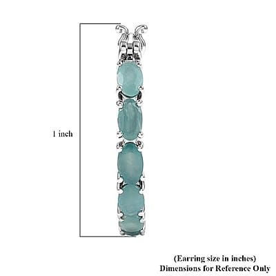 D'Joy Grandidierite 2.75 ctw Hoop Earrings in Rhodium Over Sterling Silver