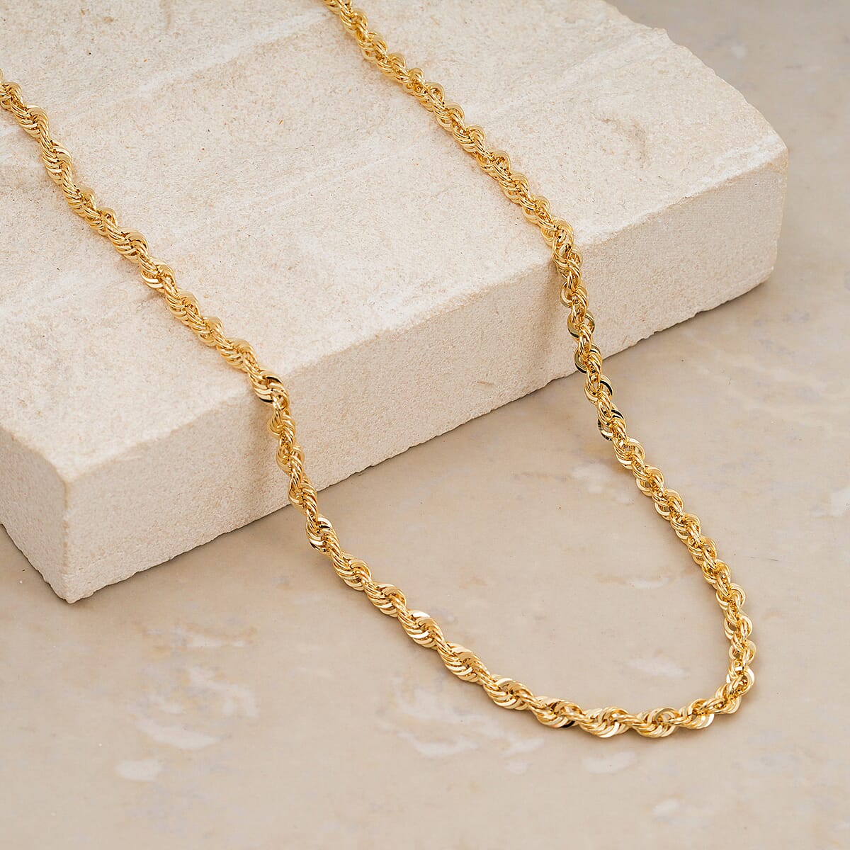 Italian 3.3mm Sunrays Rope Chain Necklace in 14K Yellow Gold 3.77 Grams (20 Inches) image number 1