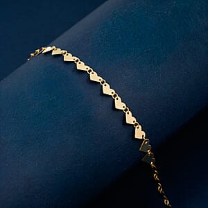 Italian Heart Bracelet in 10K Yellow Gold (7.50 In) 1.15 Grams