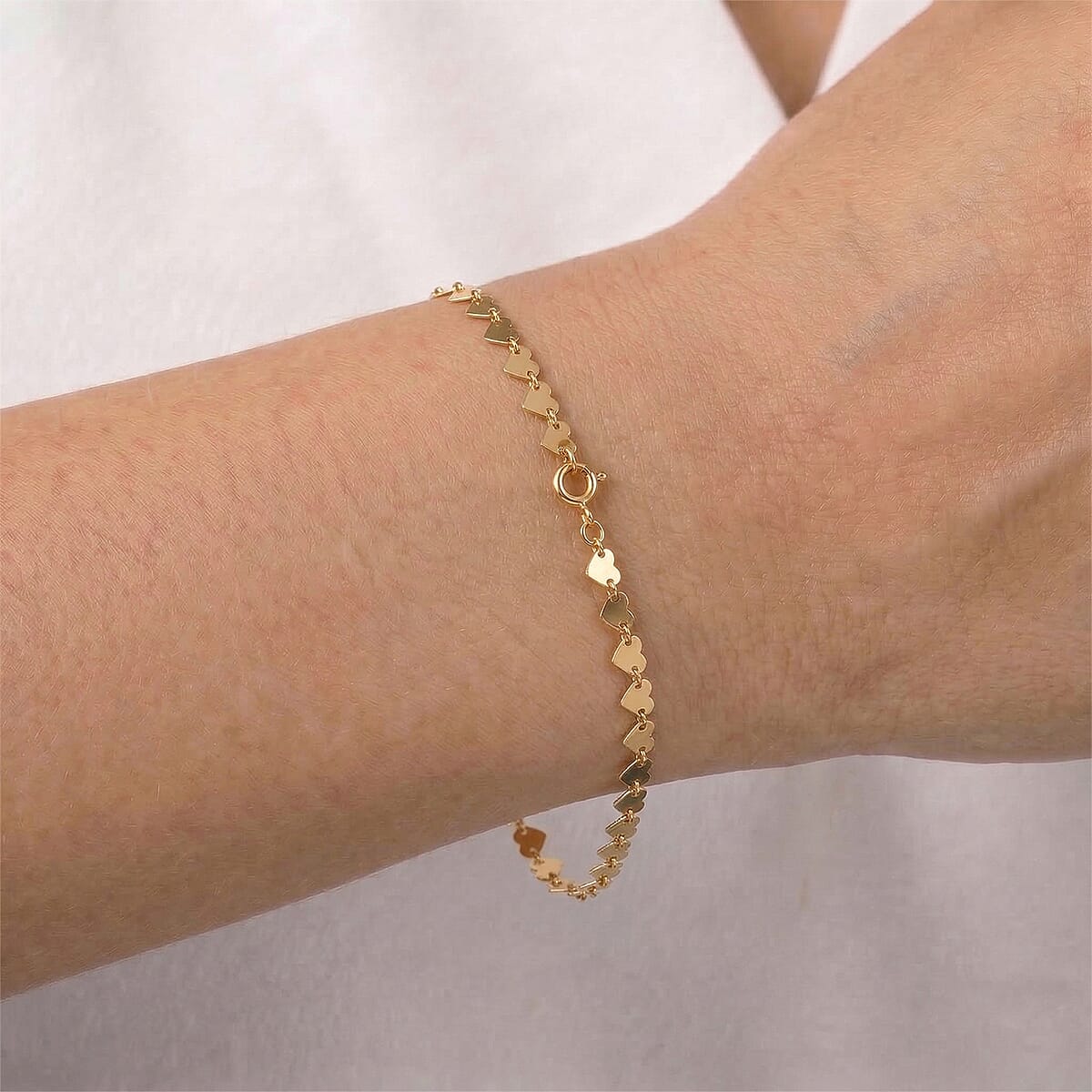 Italian Heart Bracelet in 10K Yellow Gold (7.50 In) 1.15 Grams image number 2