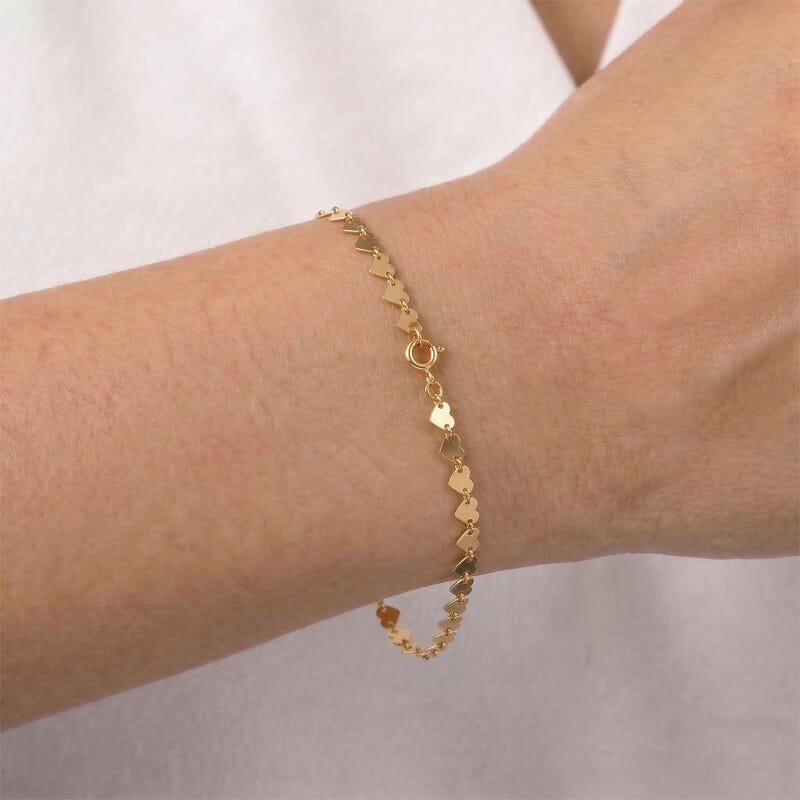 Italian Heart Bracelet in 10K Yellow Gold (7.50 In) 1.15 Grams