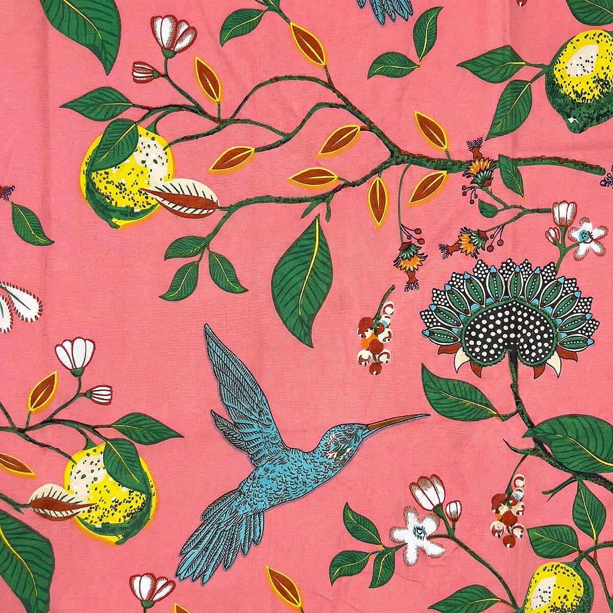 Winlar Peach Pink Floral Print Kaftan - One Size Fits Most. (Ships in 5 to 7 Business Days) image number 4