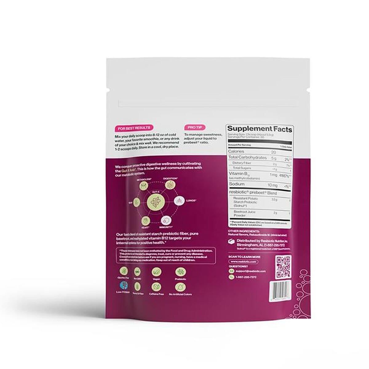 resG&reg; Prebeet Energy Prebiotic Dietary Supplement (30 Servings) Made in US image number 3